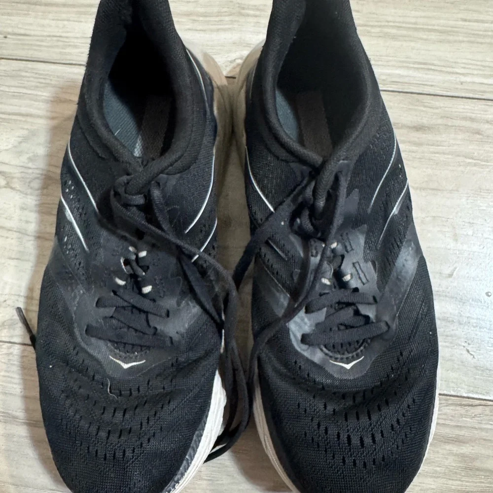Black and‎ White HOKA Athletic Shoes